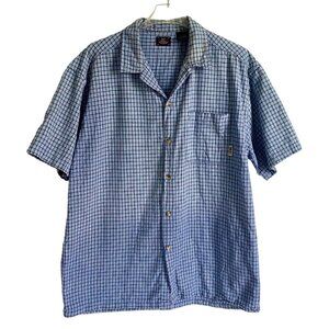 PCH Pacific Coast Highway Blue Cotton Short Sleeve Button Up Shirt Men's Large